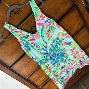 Lilly Pulitzer Tropical Palm Mini Dress in Aqua, Pink, Green